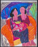 Femmes assises dans un becak 1974  20x16,5cm